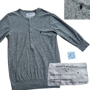 AllSaints Spitalfields Wool/Silk Blend Henley Sweater Top Sz M